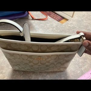 Coach White hard leather file crossbody purse